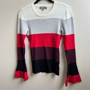 Marled Reunited Clothing Striped Sweater With Bell Sleeves Size Small